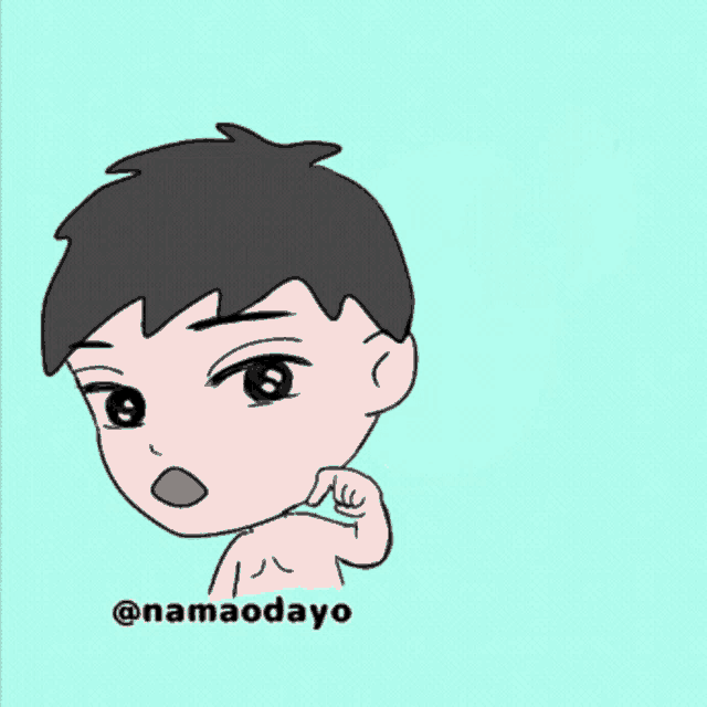 a cartoon drawing of a man with a speech bubble that says namaodayo
