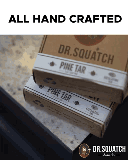 two boxes of dr. squatch pine tar and exfoliating bar soap