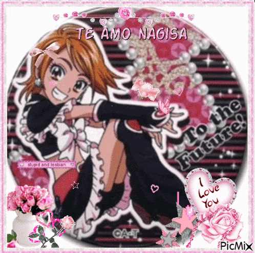 a picture of a girl that says te amo nagisa on it