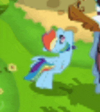 a cartoon drawing of a rainbow dash laying in the grass