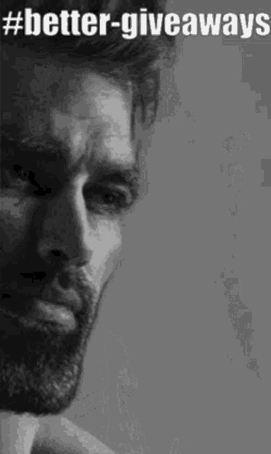 a black and white photo of a man with a beard and the words `` better-giveaways '' written on it .
