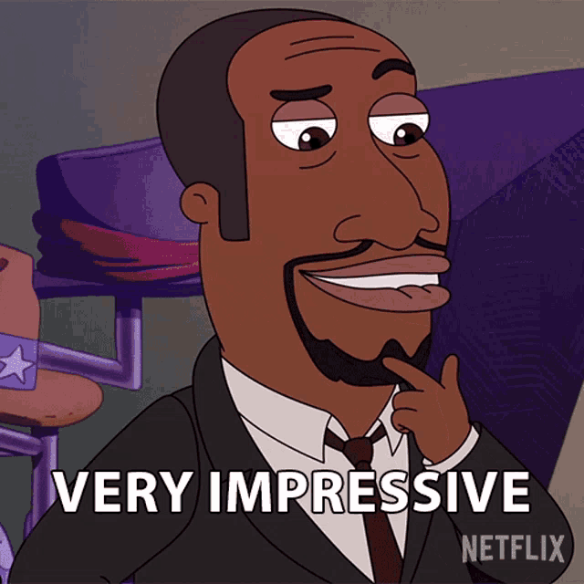 a cartoon of a man with a very impressive netflix logo
