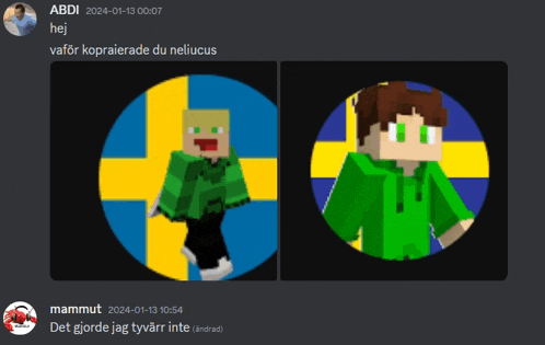 a screenshot of a discord chat with two minecraft avatars