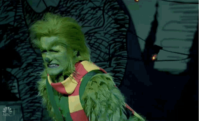 a man dressed as the grinch is on nbc