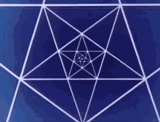 a blue background with white lines forming a geometric pattern