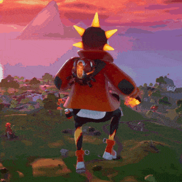 a person in a video game with a backpack that has the number 6 on it
