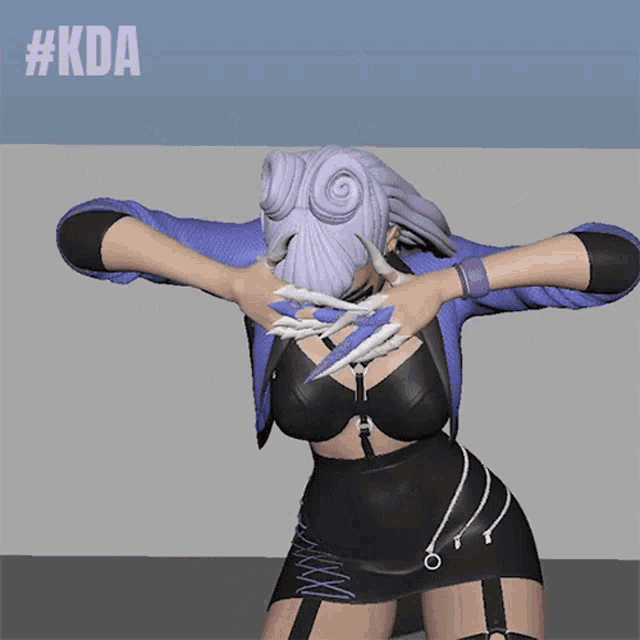 a 3d model of a woman with #kda written on the top