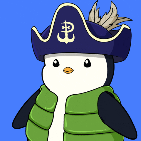 a cartoon penguin wearing a pirate hat and vest
