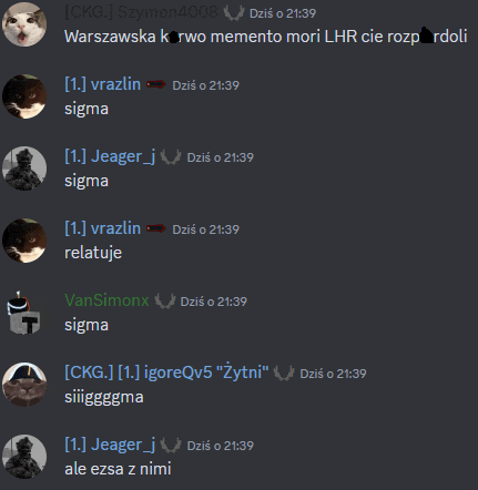a screenshot of a discord conversation between sigma and jeager j