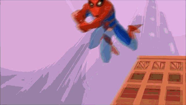 a cartoon of spider-man laying on the ground with a magnifying glass in his hand