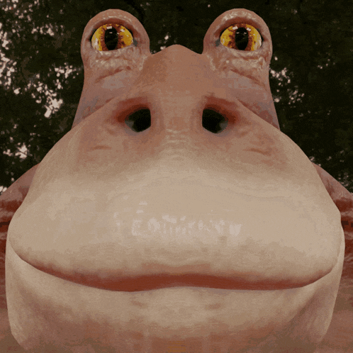 a close up of a frog 's face with a large mouth