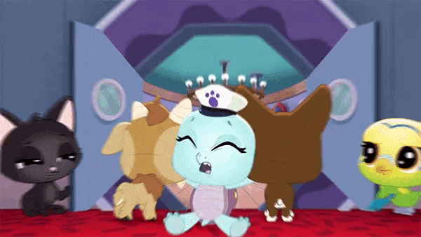 a group of cartoon characters including one wearing a sailor 's hat