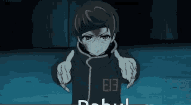 a cartoon character with the number e13 on his jacket