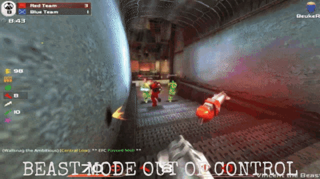 a screenshot of a video game with the words beast mode out of control on the bottom