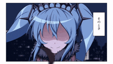 a cartoon drawing of a girl with blue hair