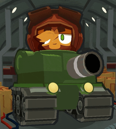 a cartoon character is sitting in a tank with the number 10 on it