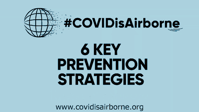 a poster that says #covidisairborne and has a globe on it