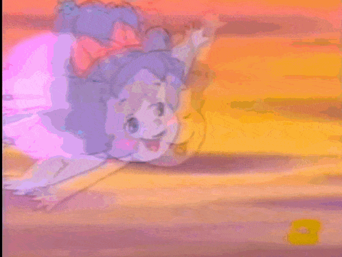 a cartoon character with a flower on her dress