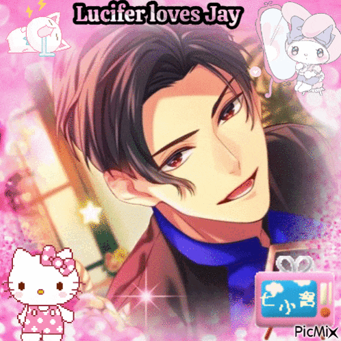 a picture of a man with the words lucifer loves jay at the top