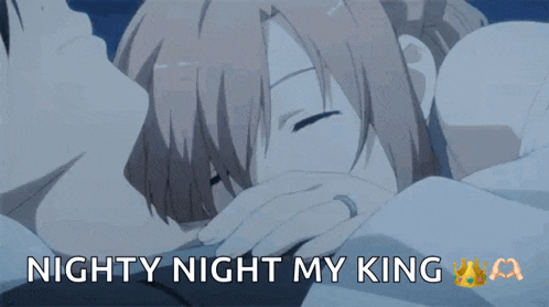 a picture of a girl sleeping with the words nighty night my king