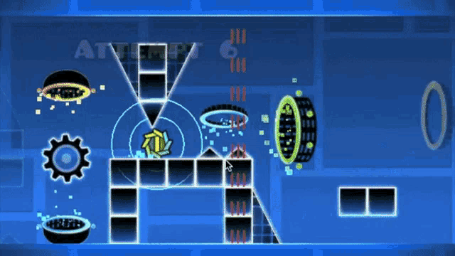 a blue background with a yellow circle in the middle of it