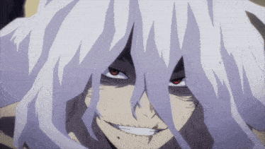 a cartoon character with white hair and red eyes