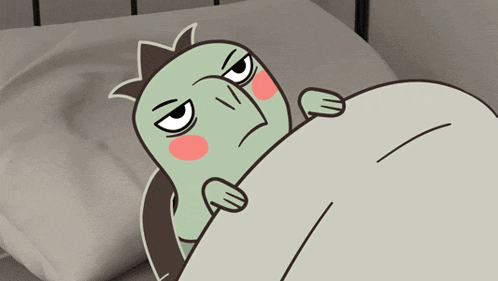 a cartoon of a hedgehog laying in bed