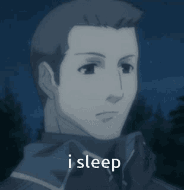 a picture of a man with his eyes closed and the words i sleep below him