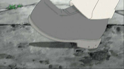 a black and white drawing of a person 's foot on a concrete surface