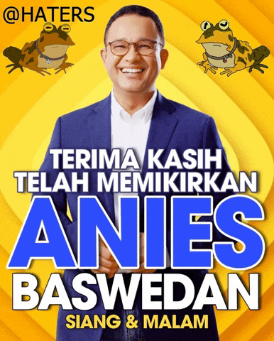 a man in a suit and glasses is on a poster that says " terima kasih "