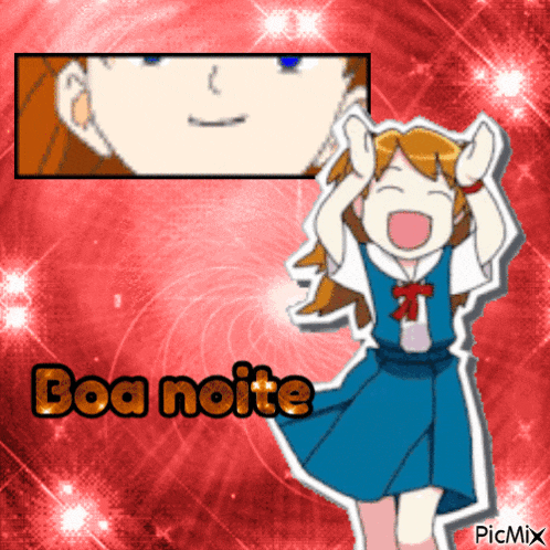 a cartoon of a girl with the words boa noite on the bottom