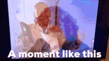 a picture of a man with the words a moment like this below it