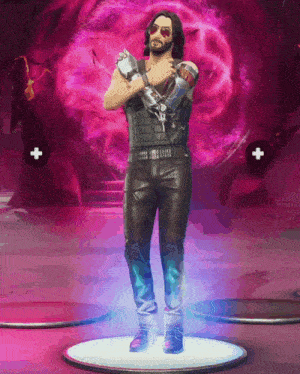 a video game character is standing on a pedestal