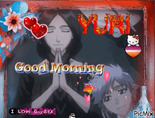 a picture of a man and woman with the words good morning yuri