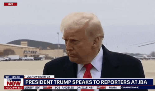 president trump speaks to reporters at the jba