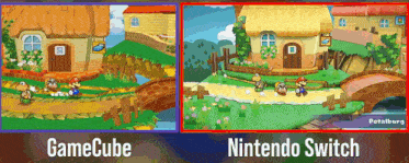 a gamecube and a nintendo switch screenshot of a game
