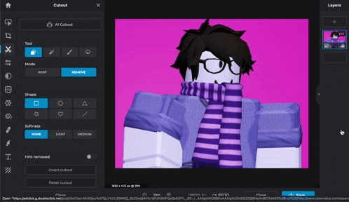 a screenshot of a cartoon character with a purple scarf and glasses