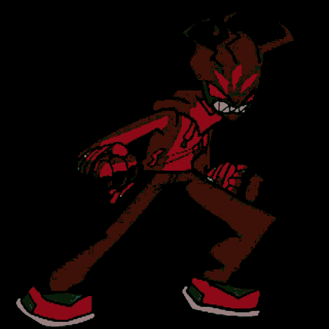 a pixel art drawing of a monster with a very angry face
