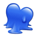 a blue heart with a drop of water dripping out of it .