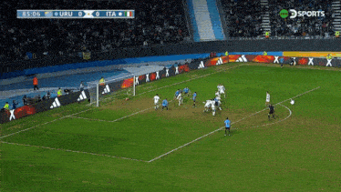 a soccer game between uruguay and italy is being shown on sports tv