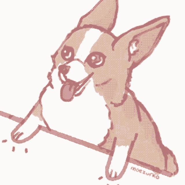a drawing of a dog with the name inoezufko on the bottom right corner