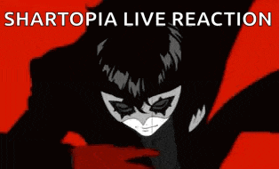 a poster for shartopia live reaction shows a man with a red hat on .