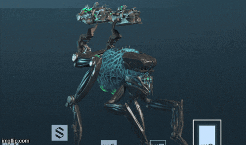 a computer generated image of a monster with a s on the bottom right