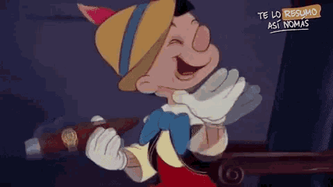 a cartoon character with a hat and bow tie is holding a cigar in his hand .