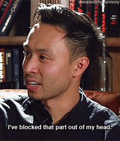 a man sitting on a couch with the words i 've blocked that part out of my head