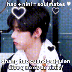 a picture of a young man with hearts on his head and the words zhang hao cuando alguien dice q no es de nini .