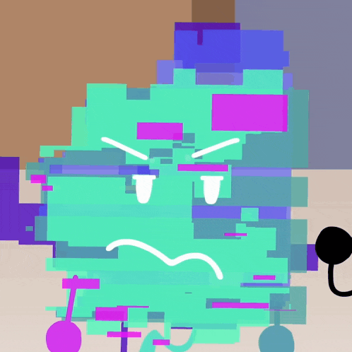 a pixel art drawing of a person with a sad face