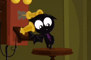 a cartoon character is talking on a telephone with the number 0 on it 's head