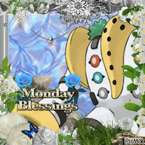 a picture of a cartoon character with the words monday blessings above it