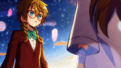 a girl with glasses and a green bow tie